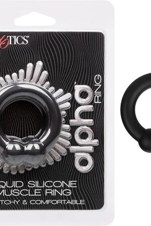 CalExotics Alpha Liquid Silicone Muscle Ring  Male Enhancement Support Ring Silicone Sex Toys for Men  Black