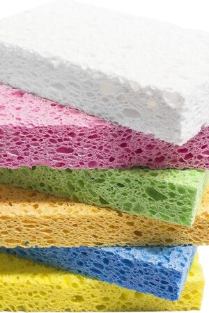 ARCLIBER Cellulose Sponges,Heavy Duty Scrub Kitchen Sponge,Clean Tough Messes Without Scratching Sponges Kitchen,Pop Up Eco Sponges DIY (6 Pack)