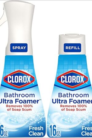 Clorox Bathroom Ultra Foamer, Household Essentials, Fresh Clean, 1 Spray and 1 Refill, 16 Fl Oz Each (Package May Vary)