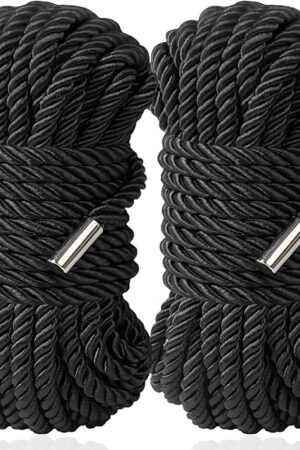 BDSM Shibari Bondage Sex Rope - BDSM Kit Adult Bondage Restraints Set Sex Toys for Women & Couples, 32 Feet 8MM (2-Pack, Black)