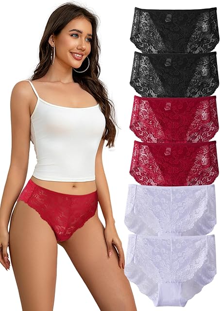 High Waisted Underwear for Women Lace Briefs Curvy Silky French Cut Panties Multipack