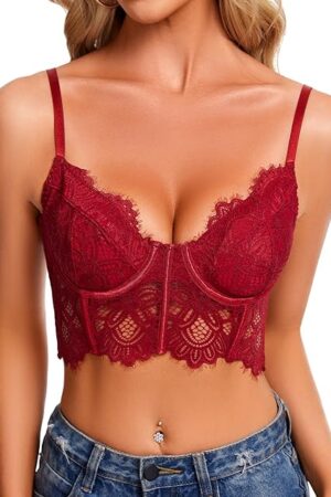 Women Camisole Floral Lace Bralette Longline Cami Top S-2XL