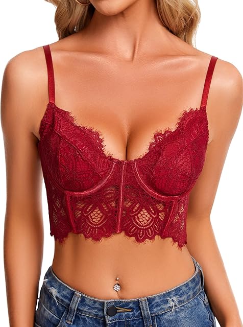 Women Camisole Floral Lace Bralette Longline Cami Top S-2XL