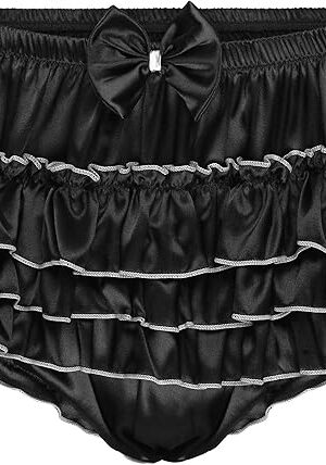 Frilly Sissy Ruffled French Knickers Briefs Lingerie Silky Satin Underwear Panties