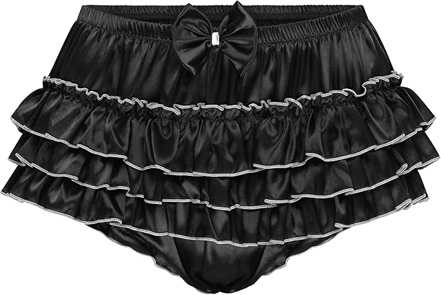 Frilly Sissy Ruffled French Knickers Briefs Lingerie Silky Satin Underwear Panties