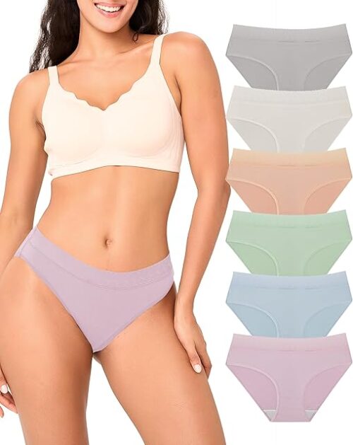 Womens Underwear Bikini Underpants Lace Hipster Panties Soft Stretch Moisture Wicking Panties for Women, 6-Pack