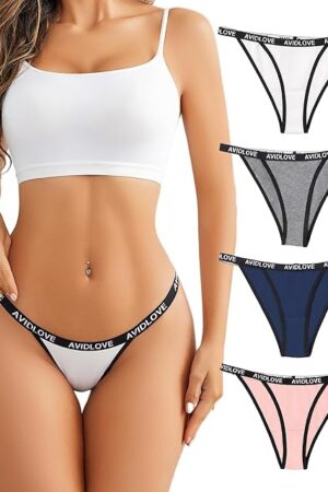 Womens Underwear Cotton String Bikini Panties Ladies Low Rise Hipster Sexy High Cut Cheeky Underwear