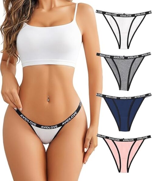 Womens Underwear Cotton String Bikini Panties Ladies Low Rise Hipster Sexy High Cut Cheeky Underwear