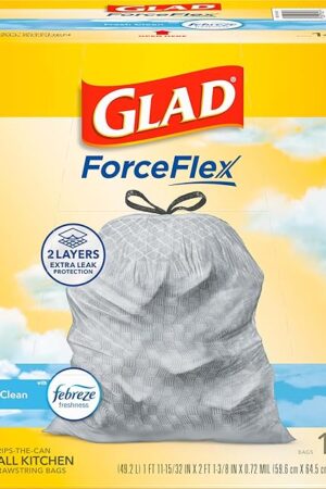 Glad Tall Kitchen Trash Bags 13 Gallon, Febreze Fresh Clean Garbage Bags, Odorshield with Drawstring, 140 Count