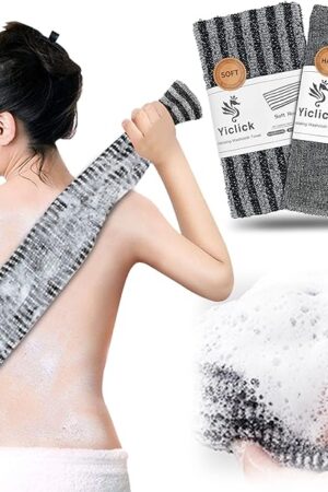 Yiclick 2 Pack Exfoliating Washcloth Towel - Body Scrubber Exfoliator, Loofah Sponge, Korean & Japanse & African Net Sponge Rag - Back Scrubber Washer for Use in Shower Bath