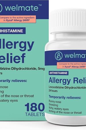 WELMATE - Levocetirizine Dihydrochloride 5mg (180 ct) - Non Drowsy Allergy Medicine - 24 Hours - Antihistamine - Generic Allergy Pills - Over-The-Counter Medication - HSA Eligible & FSA Eligible
