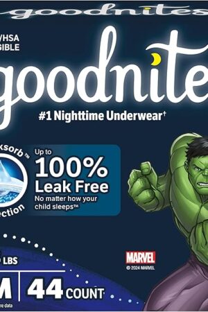 Goodnites Boys' Nighttime Bedwetting Underwear, Size S/M (43-68 lbs), 44 Ct (2 Packs of 22), Packaging May Vary