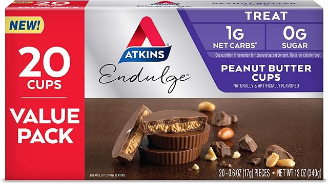 Atkins Endulge Peanut Butter Cups, Dessert Favorite, Low Carb, 0g Sugar, 20 Count