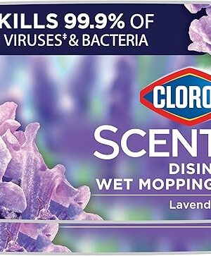 Clorox Scentiva Disinfecting Wet Mop Pad, Disposable Mop Heads, Multi-Surface Floor Wipes, Lavender and Jasmine, 2 Packs, 24 Wet Refills Per Pack (Package May Vary)