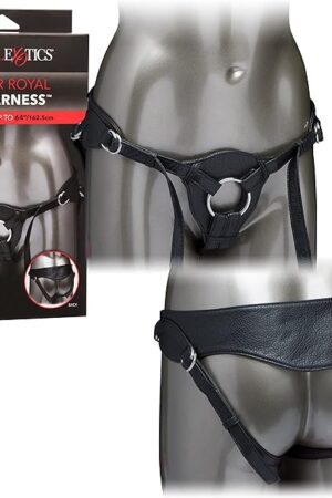 CalExotics Her Royal Harness The Queen ? Premium Adjustable BDSM Probe Strap On Thong Harness ? Sex Toys for Couples and Women - Black