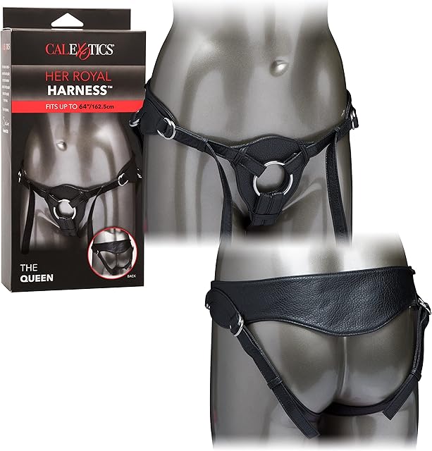 CalExotics Her Royal Harness The Queen ? Premium Adjustable BDSM Probe Strap On Thong Harness ? Sex Toys for Couples and Women - Black
