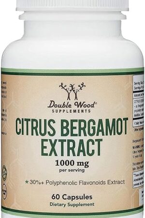 Citrus Bergamot Supplement, 1000mg, 60 Capsules - Supports Healthy Cholesterol & Triglyceride Levels - 1,000mg Servings (Bergamonte Standardization) by Double Wood