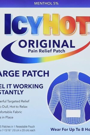 Icy Hot Medicated Patch Extra Strength Pain Relief Patch for Back or Large Area, 5 Count