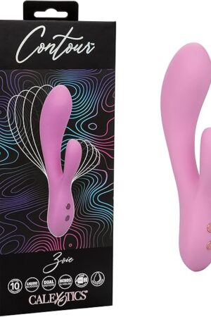 CalExotics Contour Zoie Dual Massager ? Multi Directional Liquid Silicone Rechargeable Vibrator ? Sex Toy for Women? Pink
