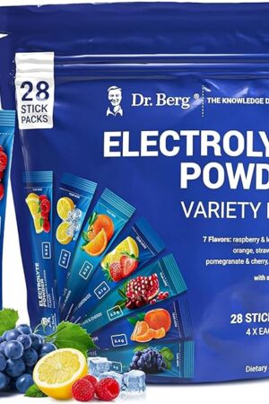 Dr Berg Sugar Free Electrolyte Powder Packets (Variety Pack) - Daily Electrolyte Drink Mix - 28 Total Hydration Pouches Sugar Free - Keto Electrolytes Powder Packets No Sugar - 7 Delicious Flavors