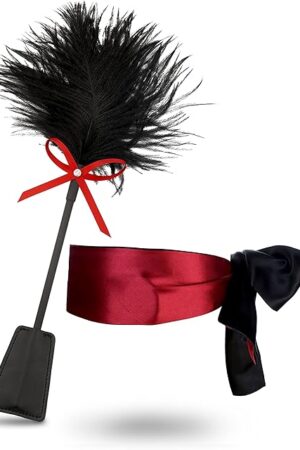 Adult Feather Tickler 15" Sex Blindfold for Adults Couples Eye Mask for Women 59" Red Bondage Restraints BDSM Kit for Beginners