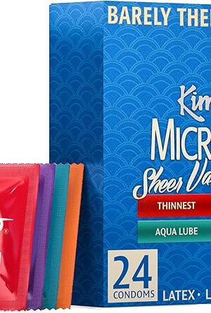 Kimono MicroThin Sheer Variety Pack of 24 - Multiple Styles of Ultrathin Condoms Shapes, Unique Designs in One Pack, Natural Latex Condoms, Vegan-Friendly, No Latex Odor - Enhanced Sensitivity