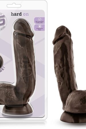 Blush Novelties X5 Hard On - Soft Lifelike 8.5 Inch Long Realistic 2" Thick Dildo - Strap On Compatible Suction Cup For Hands Free Play - Body Safe Contains No Phthalates - Sex Toy For Couples - Brown