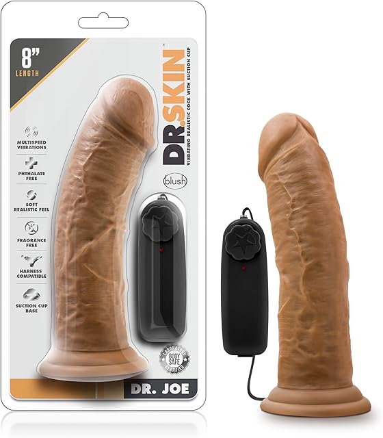 Blush Novelties Dr. Skin 8 Inch Realistic Thick Dildo, Suction Cup Harness Compatible, Sex Toy for Women, Sex Toy for Adults