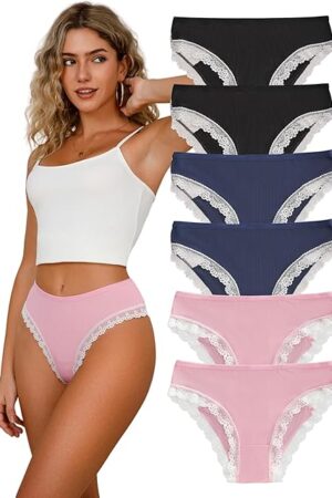 Bikini Underwear for Women Lace Panties Ladies Sexy Cheeky Panty Pack Female Lacy Underpants Invisible Brazilian