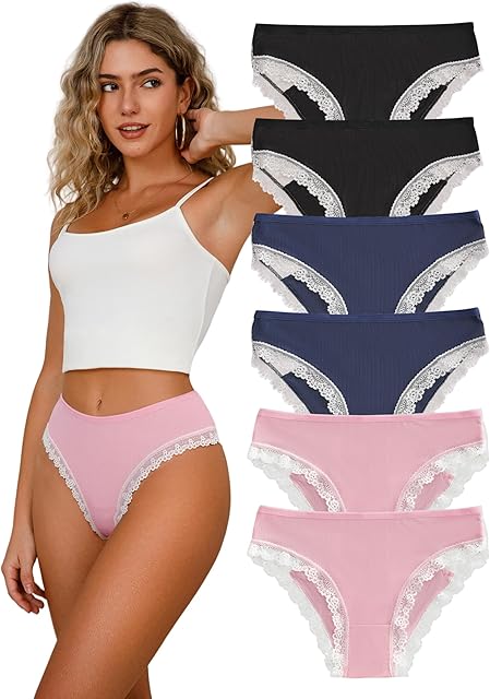 Bikini Underwear for Women Lace Panties Ladies Sexy Cheeky Panty Pack Female Lacy Underpants Invisible Brazilian