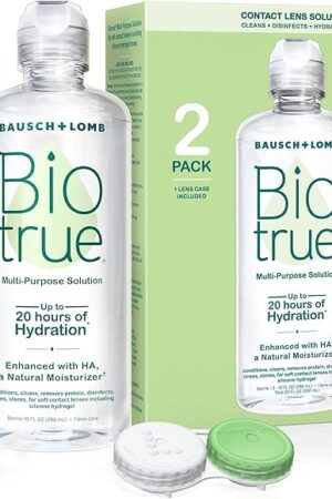 Biotrue Contact Lens Solution, Multi-Purpose Solution for Soft Contact Lenses, Lens Case Included, 10 FL OZ (Pack of 2)