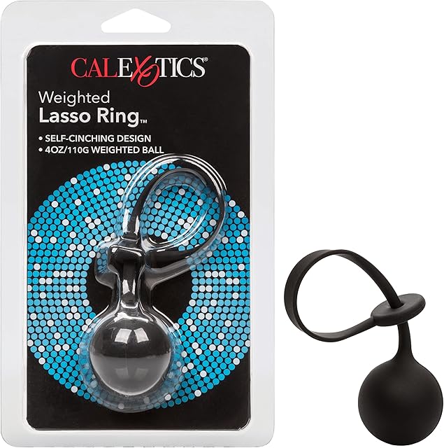 CalExotics Weighted Lasso Ring ? Silicone Pleasure Weight Adult Sex Toy - Enhancement Cock Ring - Adult Prostate Stimulating Sex Toys for Men and Couples ? 4 OZ ? Black