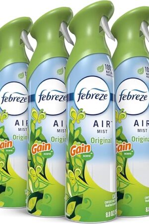 Febreze Air Mist Air Freshener Spray, Odor-Fighting Room Spray, Air Fresheners for Home and Bathroom and Kitchen, Aerosol Can, Gain Original Scent, 88oz, 6 Count