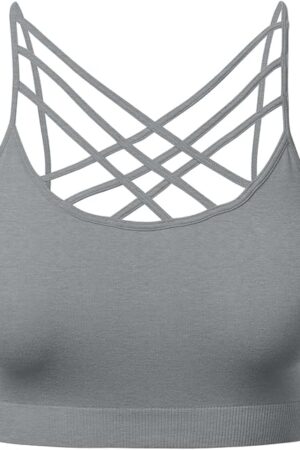 Women Sports Bra Criss Cross Strappy Wirefree Cami Bralette Crop Top