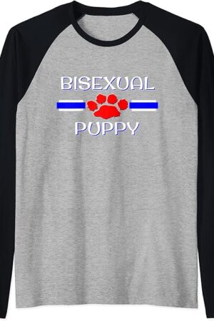 BDSM Bisexual Puppy Fetish, Human Pup Play, Bi Kink Gift Raglan Baseball Tee
