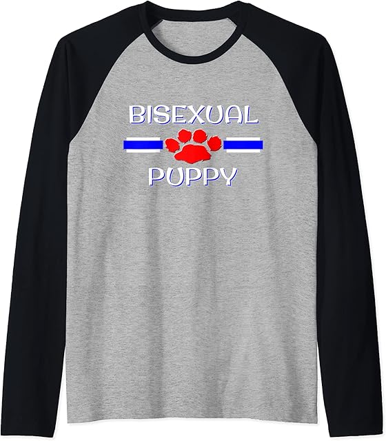 BDSM Bisexual Puppy Fetish, Human Pup Play, Bi Kink Gift Raglan Baseball Tee