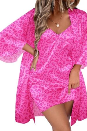 Women's Silk Robe Set V-neck 2 Piece Bridal Party Robes and Satin Bathrobe Set with Pockets