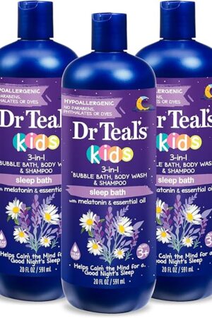 Dr Teal's Kids 3-in-1 Sleep Bath: Bubble Bath, Body Wash & Shampoo with Melatonin & Essential Oil, 20 fl oz (Pack of 3)