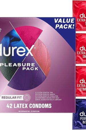 Condoms, Durex RED Extra Sensitive, Ultra Fine, Extra Lubricated Natural Rubber Latex Condoms for Men, 42 Count, FSA & HSA Eligible
