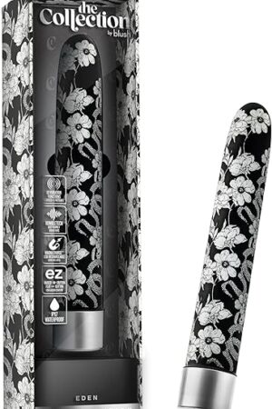 Blush The Collection Eden 675" Slim G-Spot Vibrator, Rechargeable, 10 Powerful Rumbly Vibe Modes, IPX7, Slimline Dildo Massager for Nipple, Clit & Internal Pleasure Adult Sex Toy for Women - (Black)