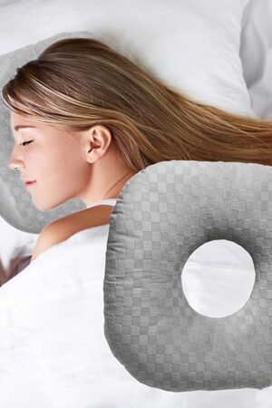 Ear Piercing Pillow for Side Sleepers with an Ear Hole for CNH and Ear Pain Ear Inflammation Pressure Sores, Cotton O-Shaped Side Sleeping Pillow, Ear Guard Pillow