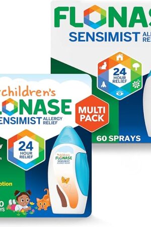 Flonase Sensimist Allergy Relief Nasal Spray for Adults and Kids - 120 Sprays Total (2 Bottles of 60 Sprays Each)