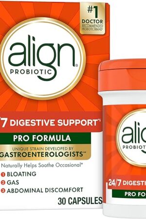 Align Probiotic, Pro Formula, Probiotics for Women and Men, Daily Probiotic Supplement, Helps Soothe Occasional Bloating & Gas*, #1 Doctor Recommended Brand?, 30 Capsules (Packaging May Vary)