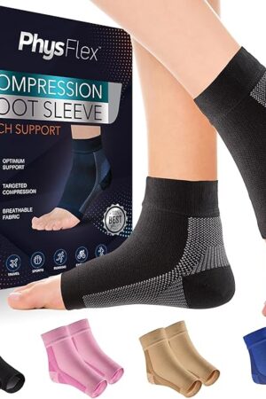 Compression Socks 20-30mmHg for Plantar Fasciitis, Achilles Tendonitis Relief - Ankle Compression Sleeve for Heel Spurs, Foot Swelling & Fatigue - Arch Support Brace for Everyday Use (1 Pair)