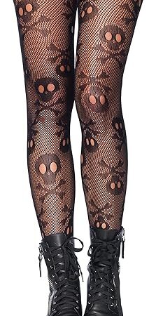 womens Micro Net Skull Fishnet Tights