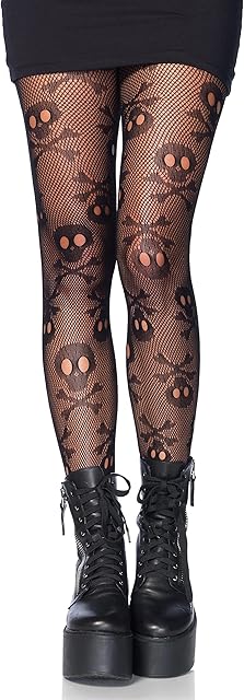 womens Micro Net Skull Fishnet Tights
