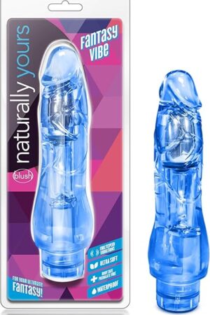 Blush Adult Sex Toys - Fantasy Vibe - 8.5 Inch Long Realistic Vibrator Dildo - Soft Lifelike G Spot Clitoral Stimulator - Multi Speed Vibrating Dildo for Women Men & Couples Pleasure - Clear Blue