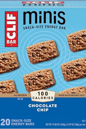 CLIF BAR Minis - Chocolate Chip - Made with Organic Oats - 4g Protein - Non-GMO - Plant Based - Snack-Size Energy Bars - 099 oz (20 Pack)