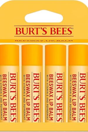 Burt's Bees Lip Balm - Original Beeswax, Lip Moisturizer With Responsibly Sourced Beeswax, Tint-Free, Natural Origin Conditioning Treatment, 4 Tubes, 015 oz