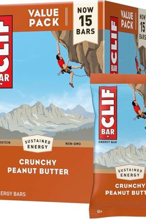 CLIF BAR - Protein Bars - Crunchy Peanut Butter - Made with Organic Oats - Energy Bars - Non-GMO (15 Pack)
